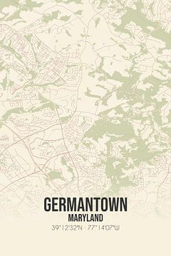 Vintage landkaart van Germantown (Maryland), USA. van MijnStadsPoster