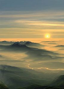 Lever de soleil sur la montagne