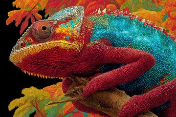 Caméléon en couleur