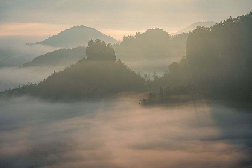 Magical foggy atmosphere over Saxon Switzerland by Oliver Preuss