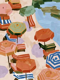 Sonnenschirme von oben – Sommerliche Küstenkunst von StudioRemier
