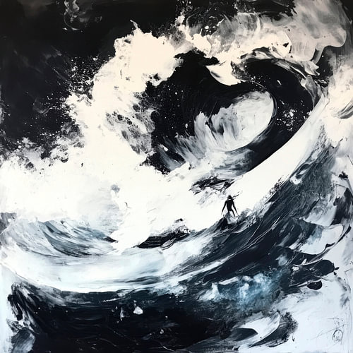 Surfer in de storm