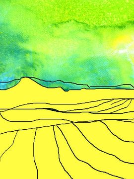 Yellow landscape with fields by Claudia Gründler