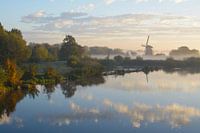 Holland: Westbroek mill in Oud-Zuilen (Netherlands) in the morning haze during autumn