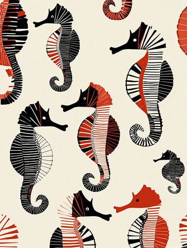 Zeepaardjes in Zwart en Rood