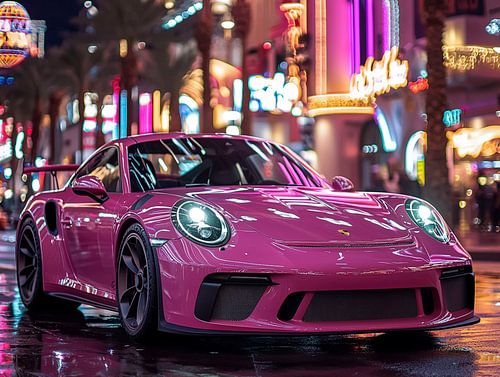 Porsche 911 rose à Las Vegas