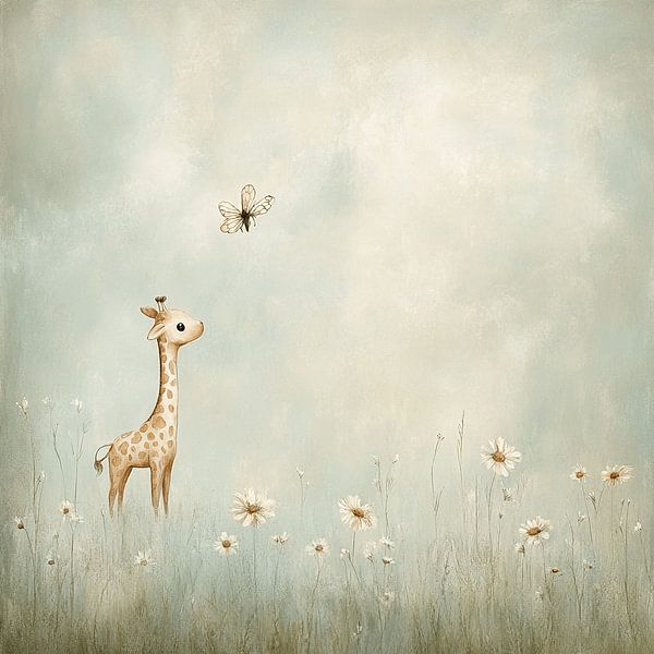 Innocent Baby Giraffe in a Pastel World by Karina Brouwer