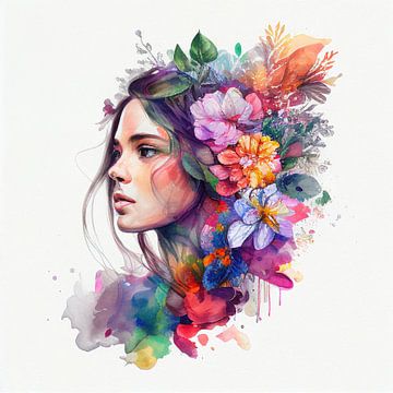 Watercolor Tropical Woman #12 by Chromatic Fusion Studio