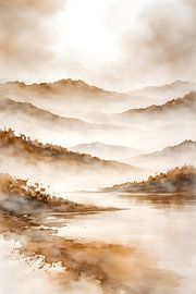 Paysage minimaliste à l'aquarelle 09