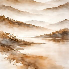 Paysage minimaliste à l'aquarelle 09 sur Jack Schoneveld