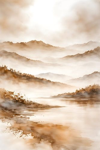 Paysage minimaliste à l'aquarelle 09 sur Jack Schoneveld