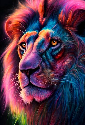 Life Force of the Lion in Neon Colours