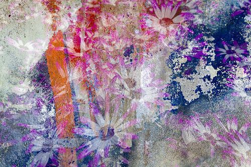 fleurs sur le mur