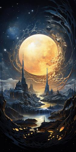 Digital created bizarre surreal planet