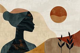 Abstrakte Silhouette einer Frau mit natürlichen Farben von Art & Soul Creations