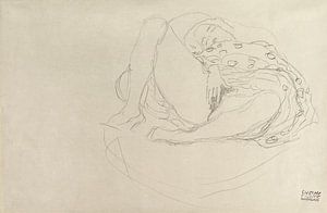 Liggend naakt met gordijn, Gustav Klimt (1912-1913)