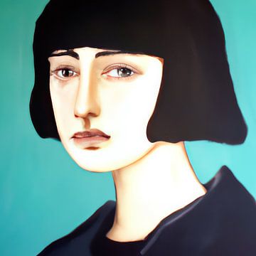 Portret van een vrouw met boblijn van Studio Allee