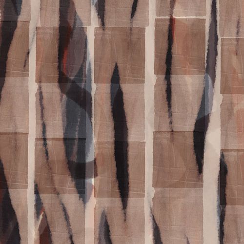 Taupe, terra, bruin. Organische en geometrische vormen en lijnen in Japandi stijl.