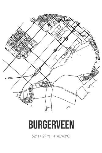 Burgerveen (Noord-Holland) | Landkaart | Zwart-wit
