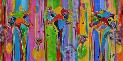 Ostrich with young