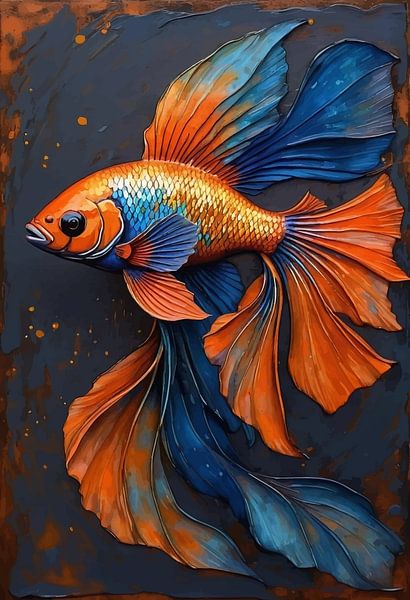 Betta Vis - Blauw en Oranje van MIROKKU