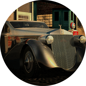 Rolls Royce Phantom Jonkheere uit 1935 met oldtimers Tankstation