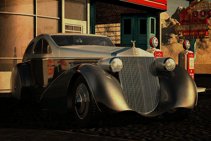 Rolls Royce Phantom Jonkheere uit 1935 met oldtimers Tankstation van Jan Keteleer