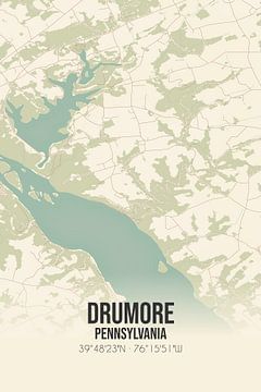Vintage landkaart van Drumore (Pennsylvania), USA. van Rezona
