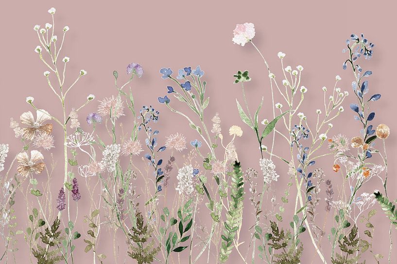 Wildflower weide zomer donkerroze van Monika Strigel