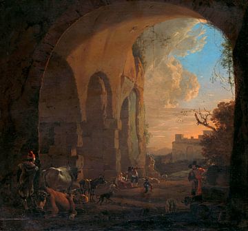 Drovers with Cattle under an Arch of the Colosseum in Rome, Jan Asselijn