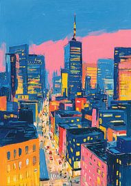 New York City Öl Cartoon Stil von Niklas Maximilian