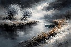 Winter landscape with ice