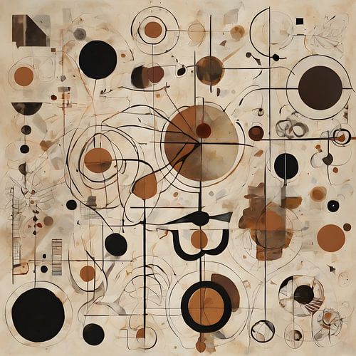 Complexe Lijnen en Vormen in Aardse Kleuren