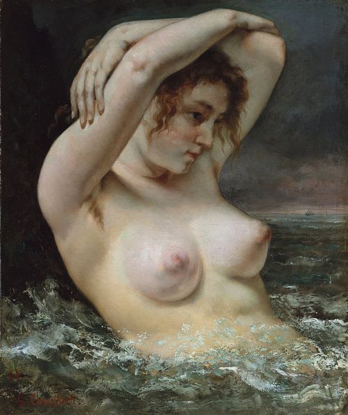 Die Frau in den Wellen, Gustave Courbet von Meesterlijcke Meesters