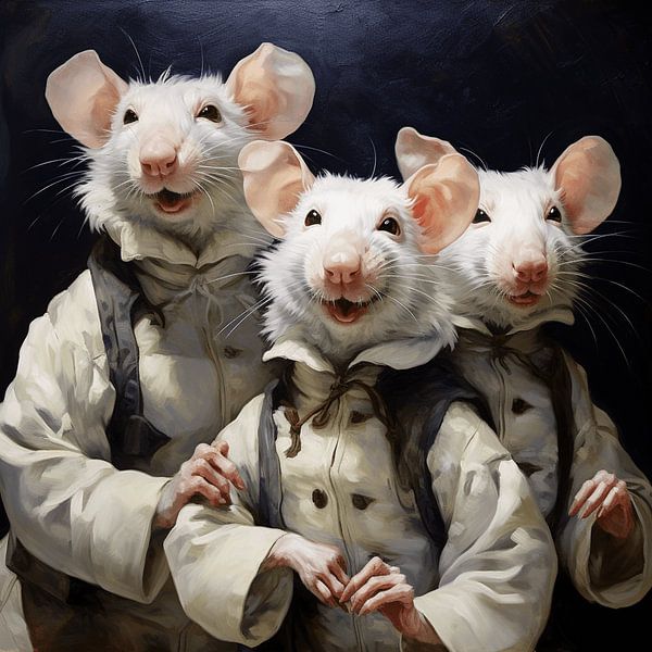 Drei weiße Mäuse Ratten Männer anthropomorph vermenschlicht Humor von gm_designs