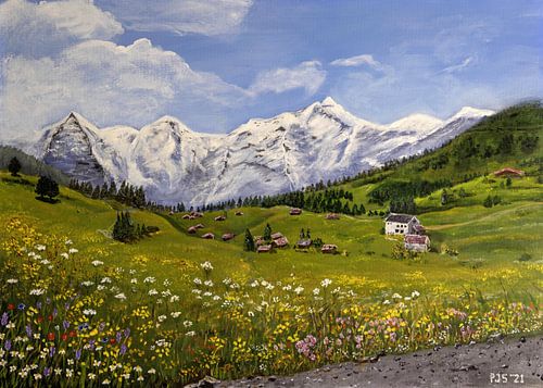 Zwitsers landschap, Berner Oberland, Eiger  Monch Jungfrau.