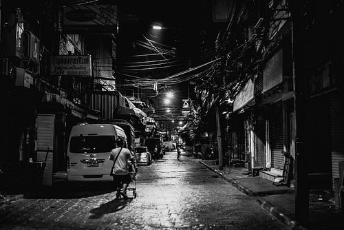 Street in Bangkok in black and white
