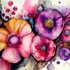 Bunte Sommerblumen Aquarell von Jacky