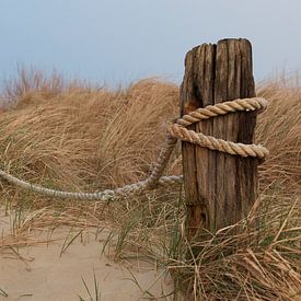 paal aan het strand in de duinen van Ruth de Jong