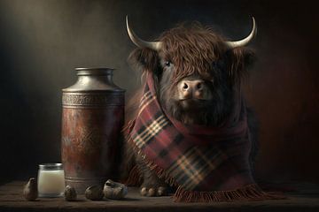Niedlicher schottischer Highlander | Stilleben von Digitale Schilderijen