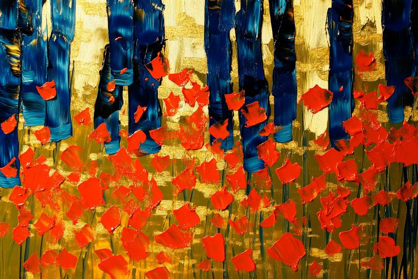 Blühende Mohnfelder im Wald von Poster Art Shop