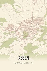 Alte Karte von Assen (Drenthe) von Rezona