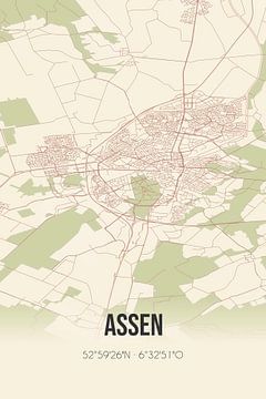 Vintage landkaart van Assen (Drenthe) van MijnStadsPoster