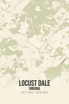 Vintage landkaart van Locust Dale (Virginia), USA. van Rezona