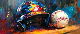 Baseballhelm und Ball – Farbenspiel von Poster Art Shop