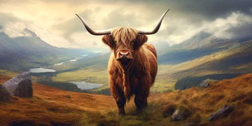 Scottish Highlander in the Scottish mountains