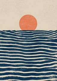 Minimalist sun sea design blue orange by Niklas Maximilian