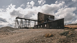 Industrial heritage – Horizontal panorama of the wooden mine building in Røros by Dylan Winter Visuals