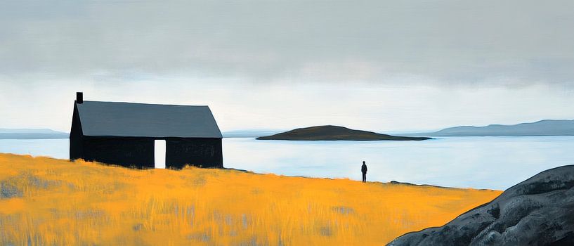 Lonely house by the sea - minimalist by Poster Art Shop