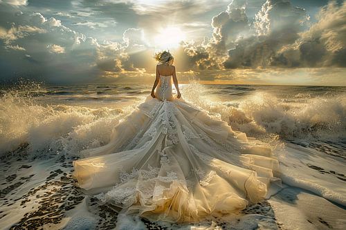 bruid in de branding